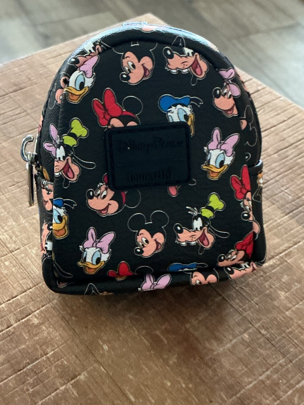Loungefly Black Mini Coin Purse with Multicolor Disney Faces